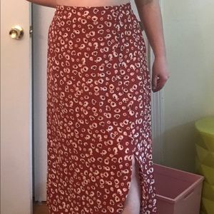 Floral midi skirt with slit